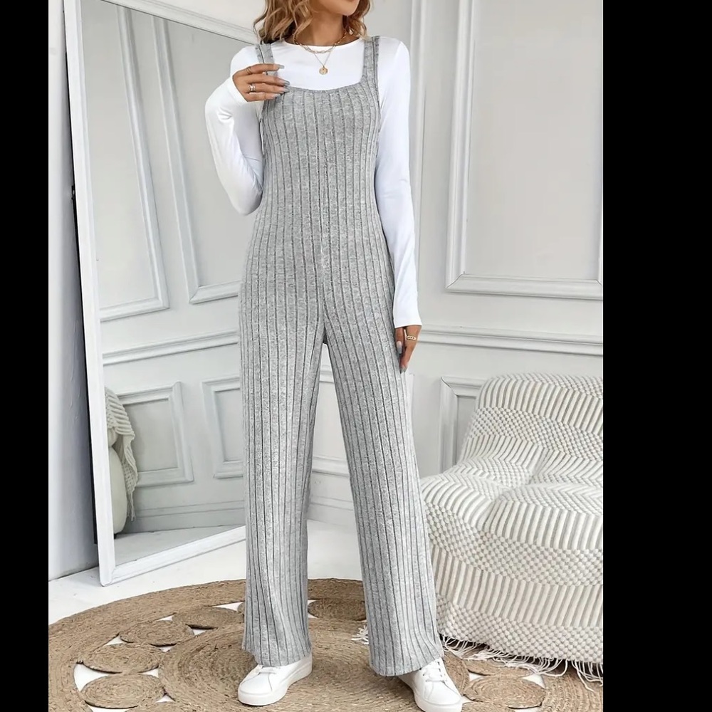 GRAY FLEECE ROMPER JUMPSUIT - Picture 7 of 10